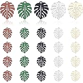 PH PandaHall 30pcs Monster Leaf Pendants, Metal Baking Painted Tropical Leaf Charms 5 Styles Enamel Tree Leaves for Necklace Earring Jewelry Making Keychain Bag Decoration, 17x21mm