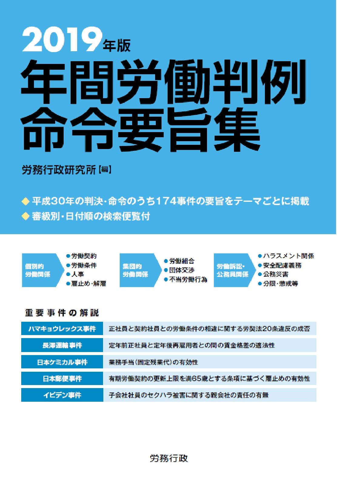 2019年版 年間労働判例命令要旨集 労政時報選書 労務行政研究所 本 通販 Amazon