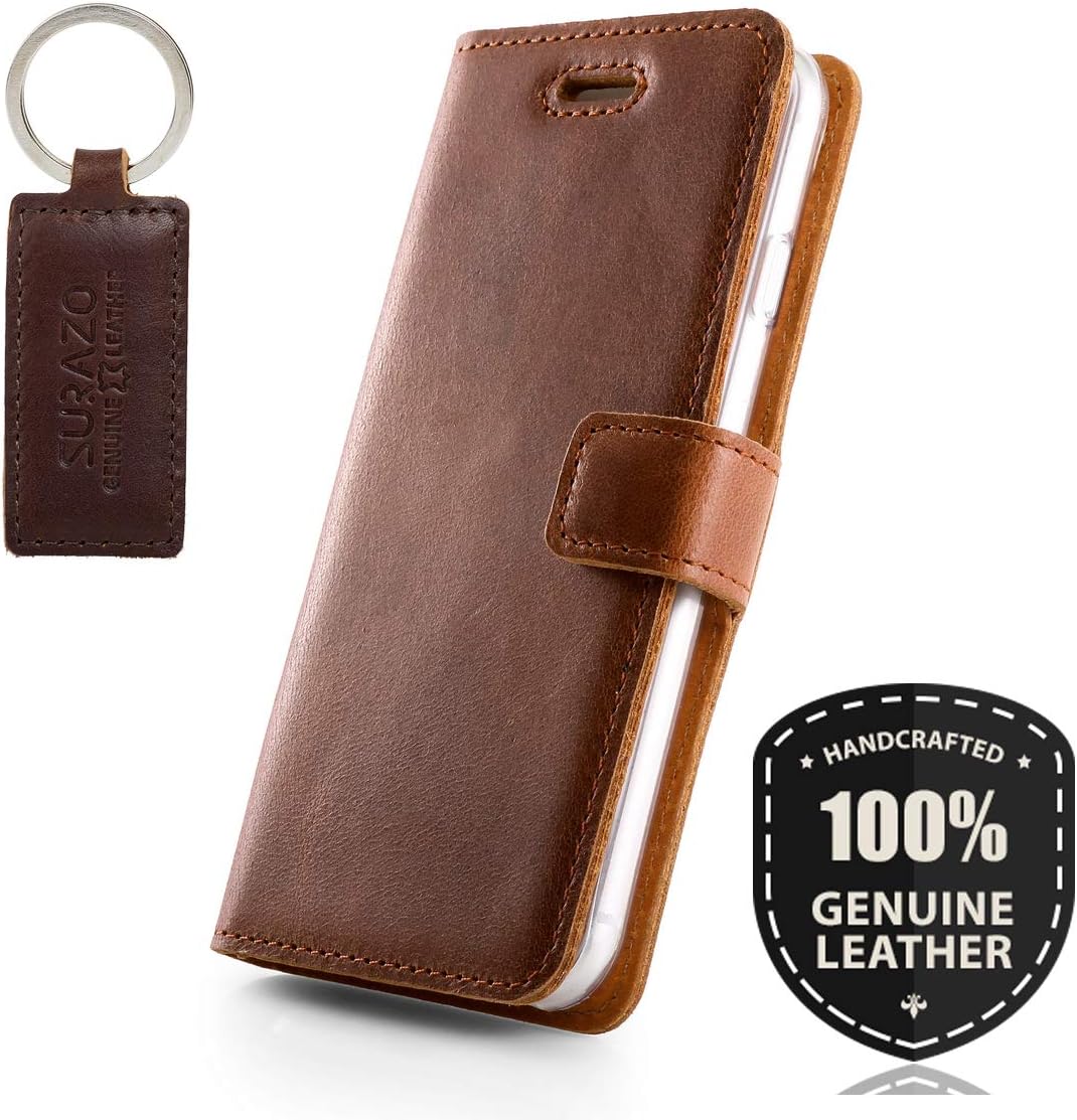 SURAZO Leather Wallet Mobile Phone Case Compatible with Sony Xperia Z5, Flip & Fold Smartphone Case with Stand, RFID Blocker