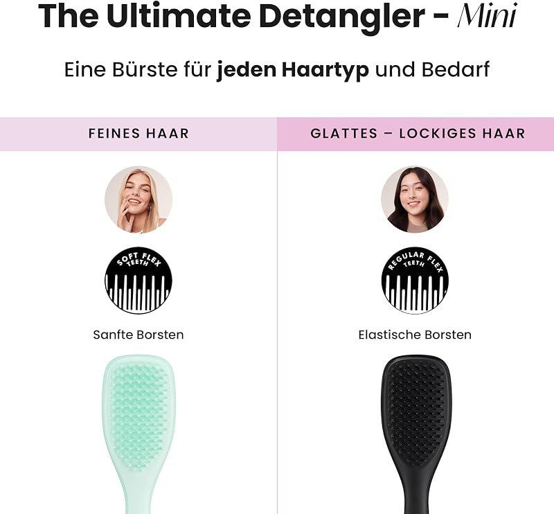 Ultimate Detangler Klein– Für Nasses & Trockenes Haar – Entwirrungsbürste für Alle Haartypen – Perfekte Haarbürste für Kinder & auf Reisen – Schwarz