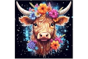 croshom Cow Diamond Painting Kits for Adults DIY 5D Diamond Art Paint with Round Diamonds Full Drill Cow Gem Art Painting Kit for Home Wall Decor Gifts 14x14inch