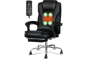 JAMEGE Ergonomic Office Chair with Heat and Massage, Massage Office Chair with Footrest, Wheels, Lumbar Support, Big and Tall Reclining Home Office Chair