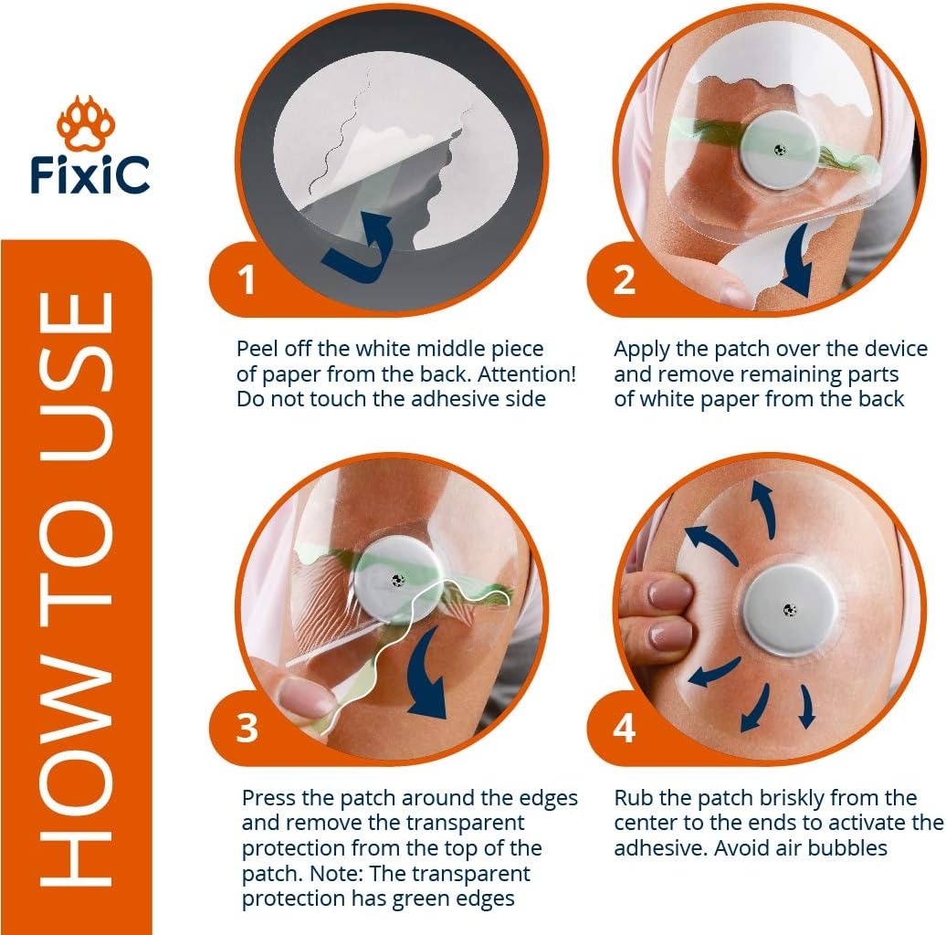 Fixic Freestyle Adhesive Patch 25 PCS – Transparent Patches for Libre, Enlite, Guardian - Pre Cut Back Paper - Best Long Fixation for Your Sensor!: Health & Personal Care