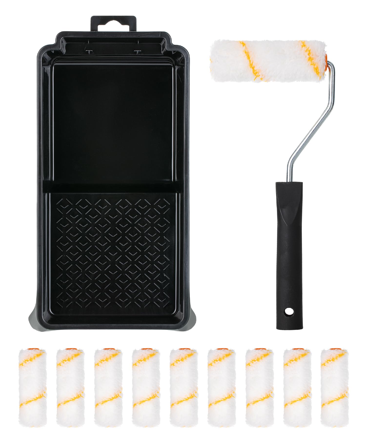 Photo 1 of Bates- 4 Inch Paint Roller Kit, 11 pcs, Small Paint Roller Kit, 1x Plastic Paint Tray, 1x Roller Frame & 9X Microfiber Covers