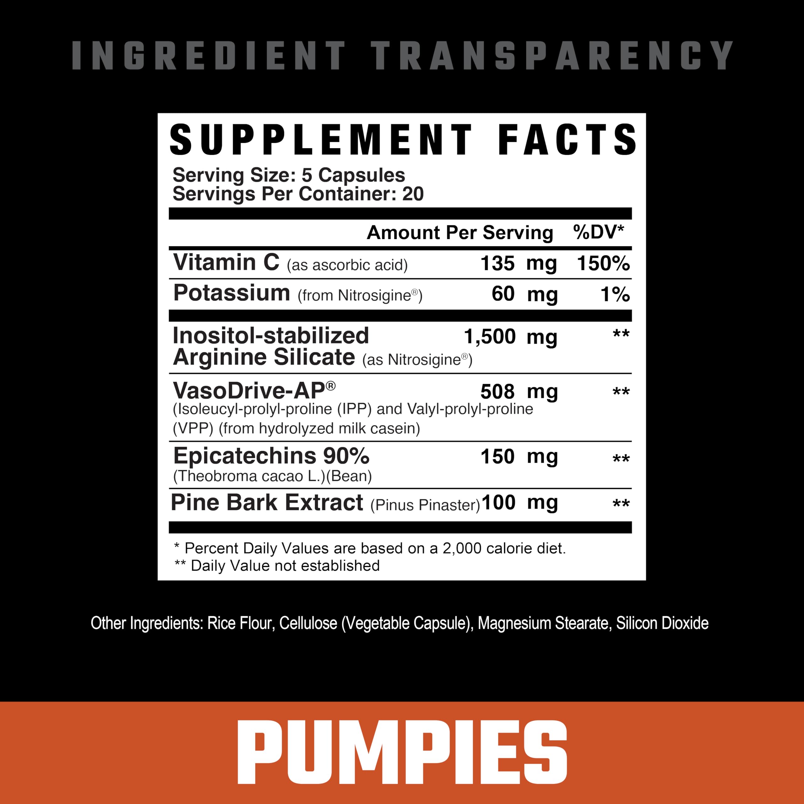 Axe & Sledge Supplements PUMPIES Nitric Oxide Booster with VasoDrive-AP and Nitrosigine, Increase Pumps, Performance, and Recovery, 20 Servings, 100 Capsules