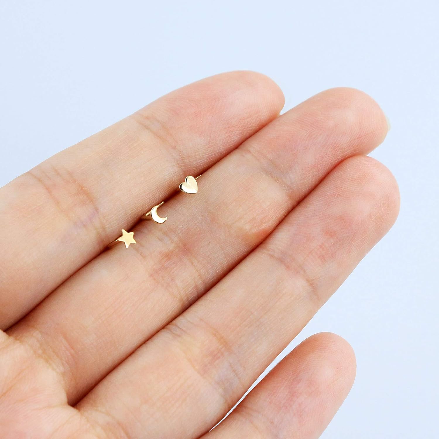 CM Crareesi Mania Orecchini A Fiore In Oro Giallo 9K Per Cartilagine O Lobo - 16G (1,2mm) X 6mm Con Zirconia Cubica, Regalo Per Ragazze - 3