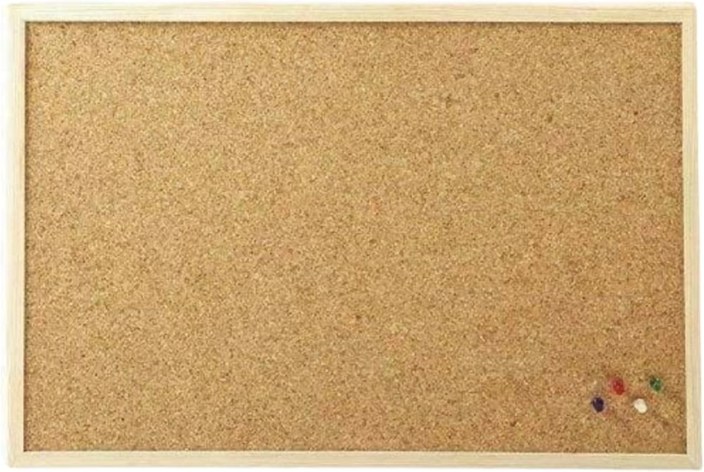 REQUISITE NEEDS Cork Board 40cm x 60cm Natural Wooden Frame with Pins