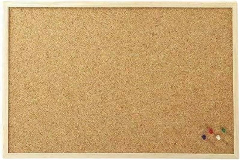 REQUISITE NEEDS Cork Board 40cm x 60cm Natural Wooden Frame with Pins