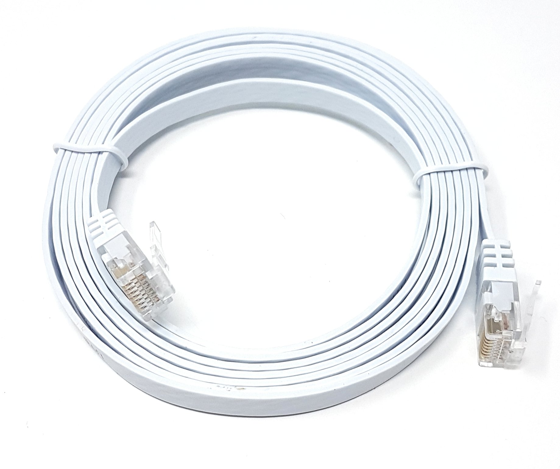 MainCore 5m Long Flat White CAT.6 / CAT6 (RJ45 to RJ45) Ethernet Gigabit Lan Network Cable Lead Cord