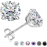 GEMQUEEN Moissanite Earrings Studs : G23 Titanium Stud Earring for Women Men Hypoallergenic Dainty Moissanite Jewelry for Sensitive Ear Round Cut Multicolor VVS1 Clarity 0.6-4CT