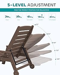 SERWALL Patio Chaise Lounge Chair, 78'' Long HDPE 5