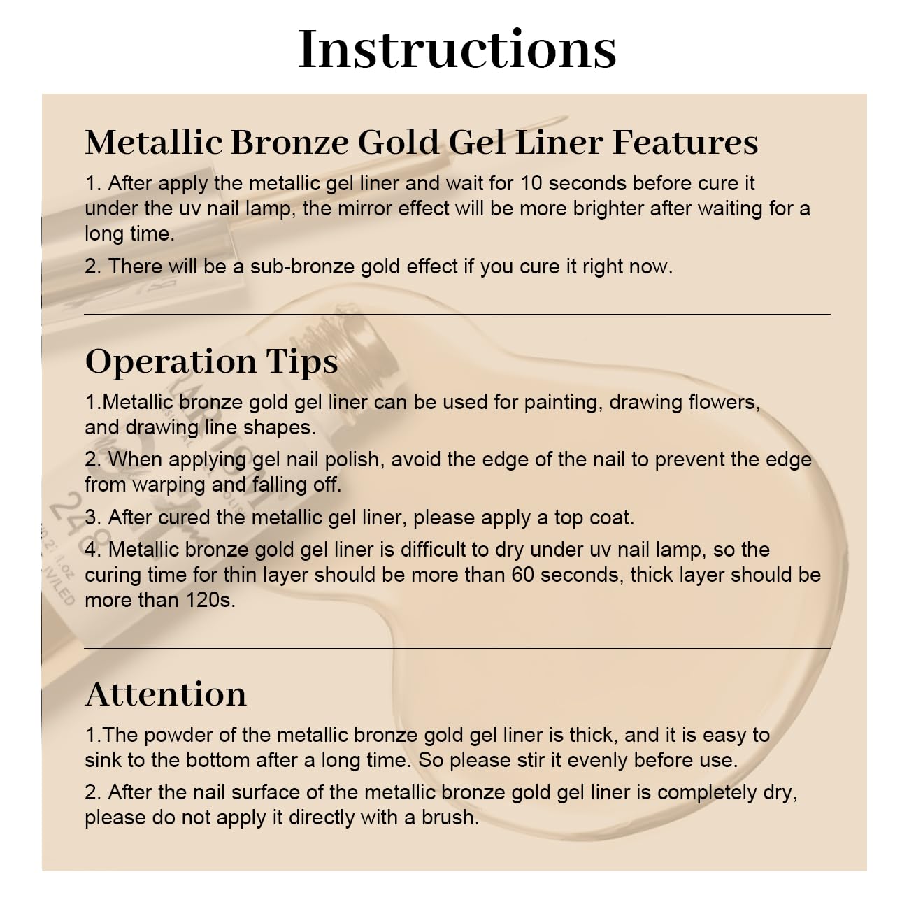 RARJSM Metallic Gel Liner Nail Art Silver Bronze Gold 2pcs Set Mirror Chrome 3D Effect Gel Nail Polish 8ml Build in Thin Brush Metal Painted Drawing Stripper Gel Polish Curing Requires for Home Salon - Image 7