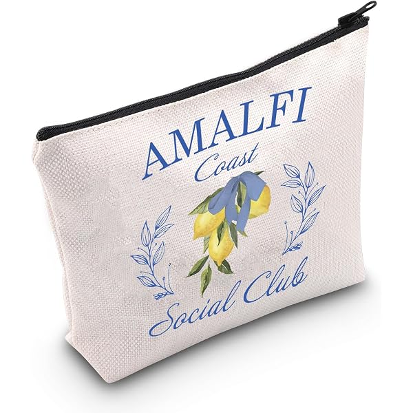 BLUPARK Kosmetiktasche Mit Amalfiküsten-Motiv – 23,5x17 Cm, Polyester, Reise-Make-up-Tasche