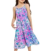 Enlifety 6-12Y Girls Flowy Dress Summer Casual Sundress Spaghetti Straps Printed Dresses