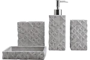 Hymmah Bathroom Accessories Set,Toothbrush Holder,Farmhouse Bathroom Decor,4 Pcs Resin Gift Set Apartment Necessities, Contain Toothbrush Cup,Soap Dispenser,Soap Dish,Tumbler