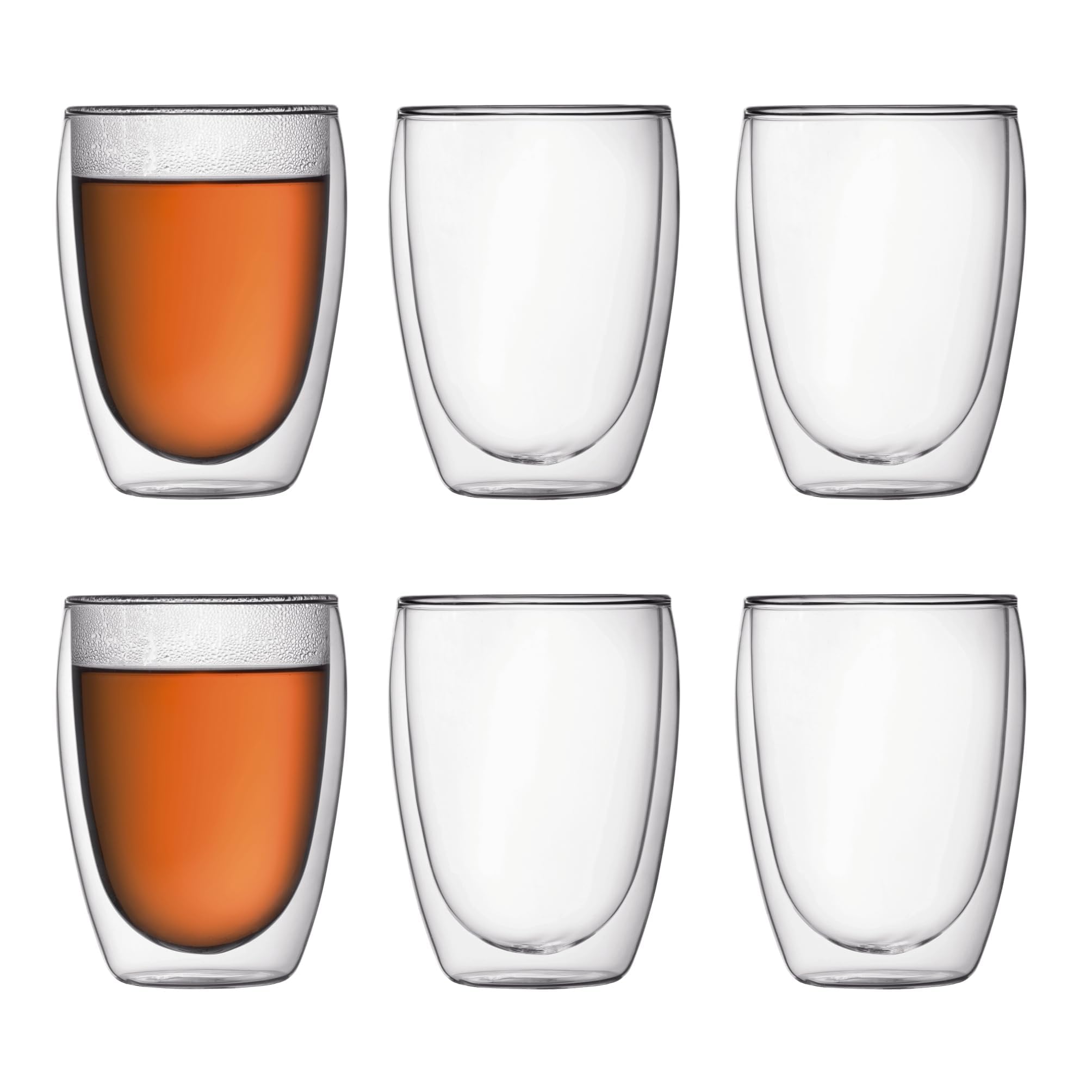 Bodum PAVINA Doppelwandige Gläser 6 Stück – 350ml Latte Tassen – Thermogläser – Spülmaschinenfest – Mundgeblasenes Borosilikatglas 3