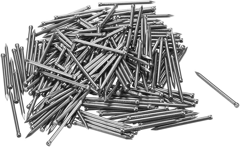 sourcing map Finishing Nails Hand-Drive Hardware Carbon Steel Nail 35mm 1.4-inches 100pcs, Silver