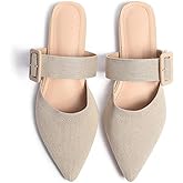 Meknitva Pointed Toe Mules for Women Flats，Slip On Mules Backless，Wide Width Mules，Mule Slides Flats Sandals