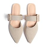 Meknitva Pointed Toe Mules for Women Flats，Slip