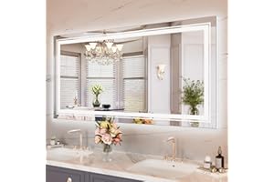 WTTY 60"x30" LED Bathroom Mirror with Lights, Backlit and Front Lighted Bathroom Vanity Mirrors Wall Mounted, Double LED Vanity Wall Mirror for Bathroom with Anti-Fog, Dimmable, Memory, Shatter-Proof