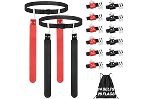 lawjey Adjustable Flag Football Set, 2/14 Player Flag Football Belts and Flags for Youths Adult Sport Team Training