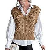 Sweater Vest for Women V Neck Sleeveless Knit Solid Casual Ribbed Preppy Pullover Tops