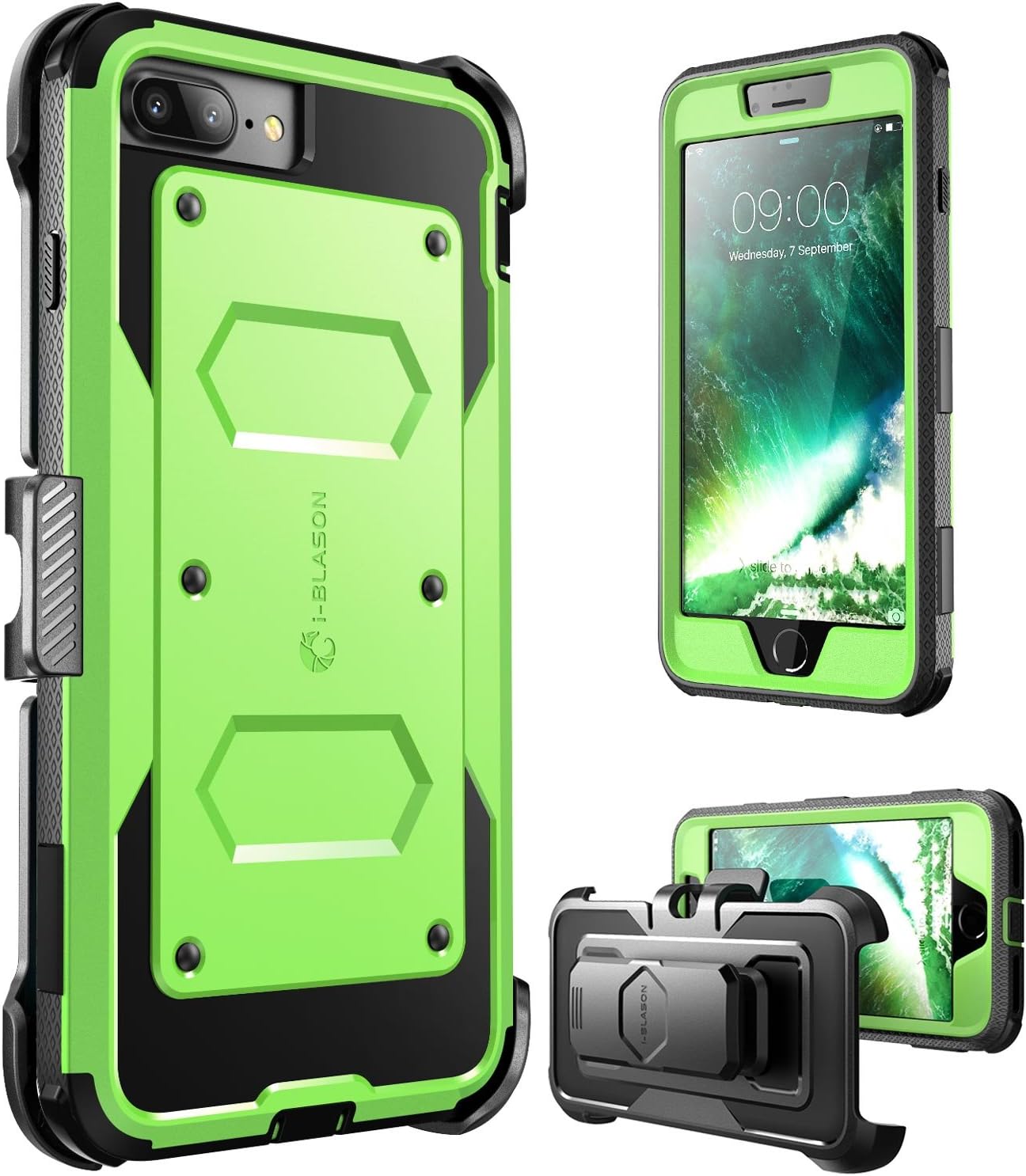 i-Blason Armorbox Series Case Designed for iPhone 7 Plus/iPhone 8 Plus, Built In Screen Protector Full body Heavy Duty Protection Shock Reduction / Bumper Case (Green)