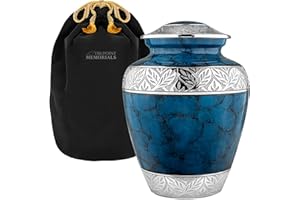 Trupoint Memorials Extra Large Urn for Ashes Adult Male or Female Up to 300 lbs – Cremation Urns for Human Ashes, Funeral Memorial Urns for Men & Women – Dark Blue