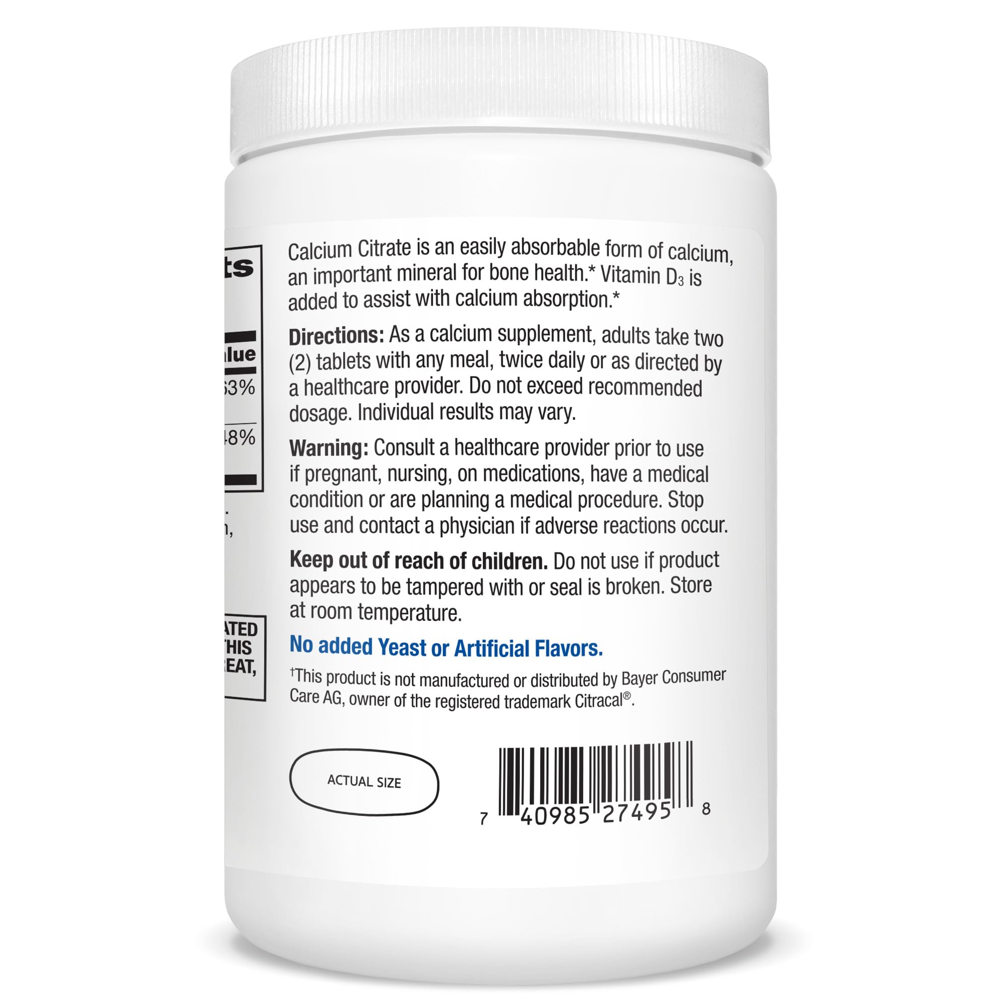 21st Century Vitamins Calcium Citrate Plus D3 Maximum Tablets, 400 Count