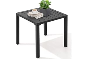 Crestlive Products Aluminum Outdoor Side Table, Pool Lounge Chair Side Table, Weather Resistant Small Square Coffee End Table for Patio, Yard, Garden, Porch, Deck, Indoor, Outdoor