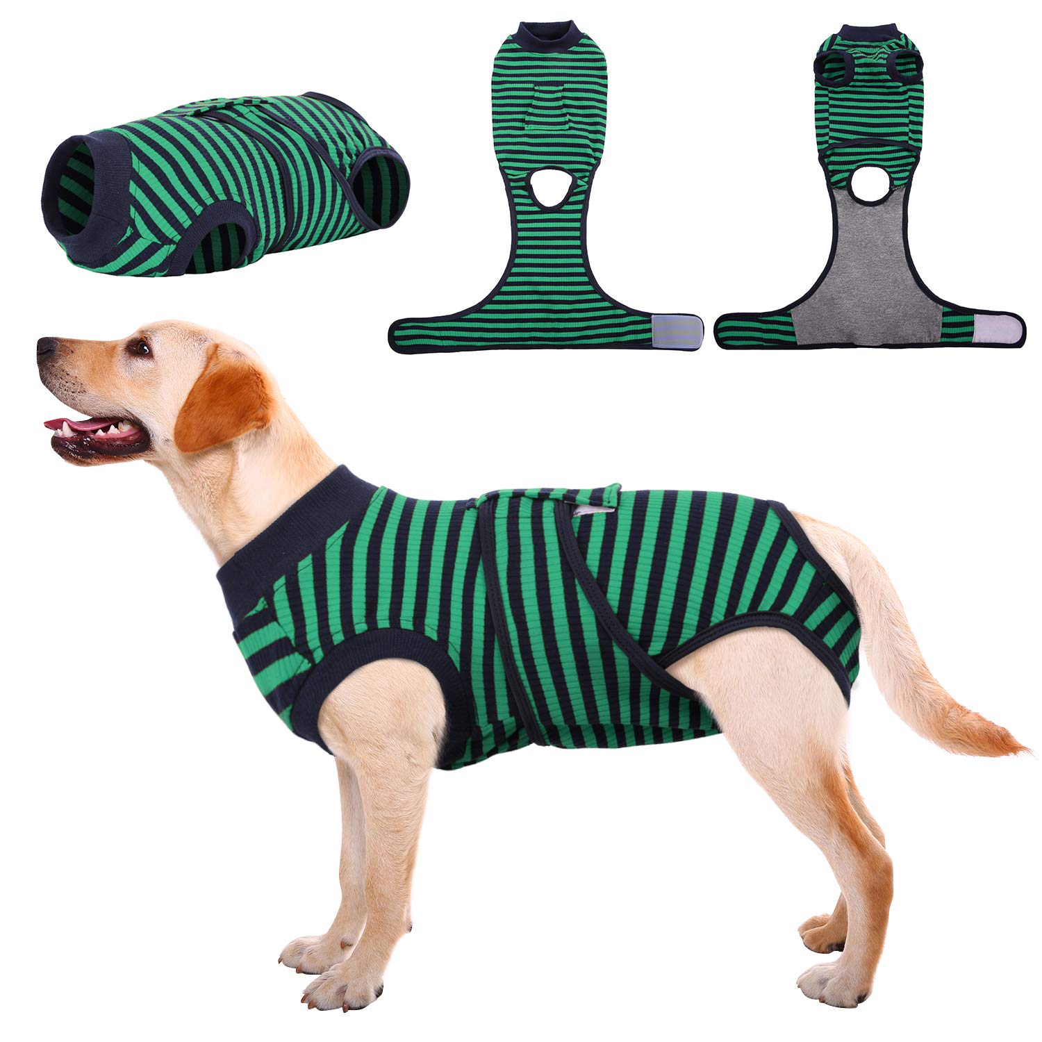 Kuoser Dog Surgery Recovery Suit, Dog Recovery Suit Female Male, Dog Surgical Recovery Suit, Adjustable Dog Post Surgery Body Suit, Recovery Suit Dog After Surgery Green L