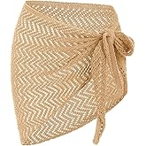 ZAFUL Sarong Coverups for Women Beach Vacation Fishnet See Thru Tie Side Bathing Suit Cover Up Mini Skirt
