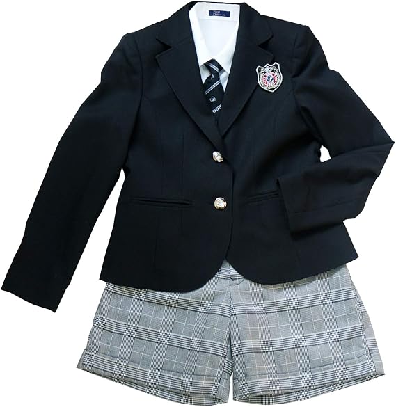 Amazon 卒業式 スーツ 女の子 140 150 160 165 卒服 式服 小学校 ブレザー パンツ ドレスシャツ ネクタイ 四点セット エンブレム付き 中国製 160 フォーマル 通販