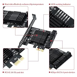 MZHOU PCIe SATA Card 6 Port, 6Gbps SATA 3.0 PCIe