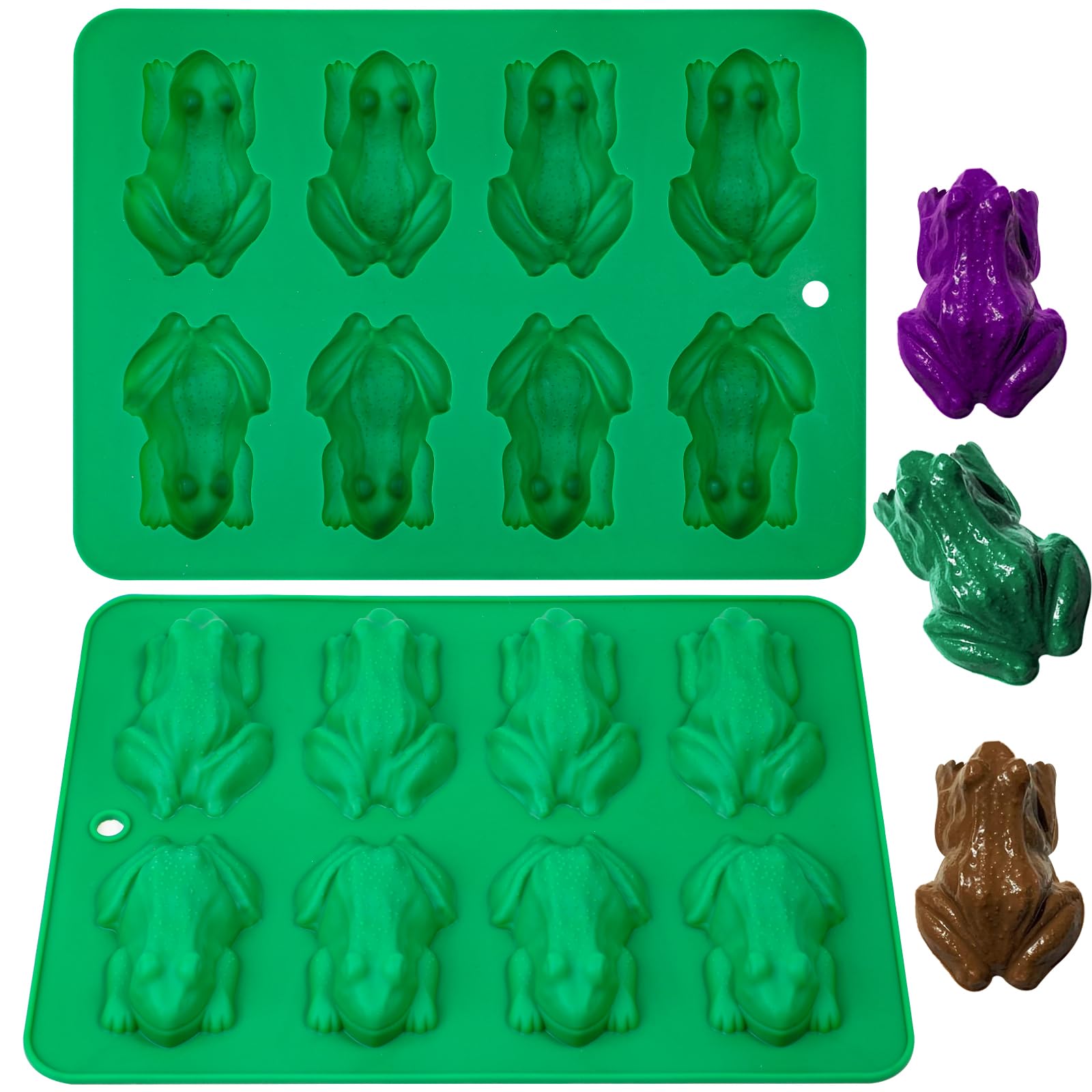 Webake Frog Chocolate Moulds Silicone 2 Pcs Candy Mould Reusable DIY Baking Molds for Jelly, Crayons, Gelatin, Cake Decoration, Soap, Resin