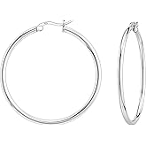 Savlano 925 Sterling silver Round Hoop Earrings for Women Comes in 30MM-65MM