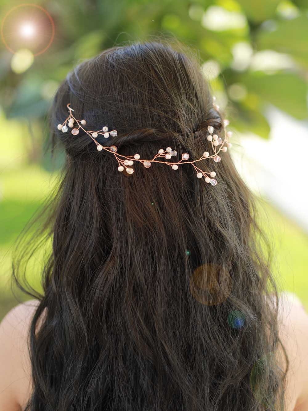 Buy Missgrace Bridal Fashion Rose Gold Crystal Hair Vine Wedding