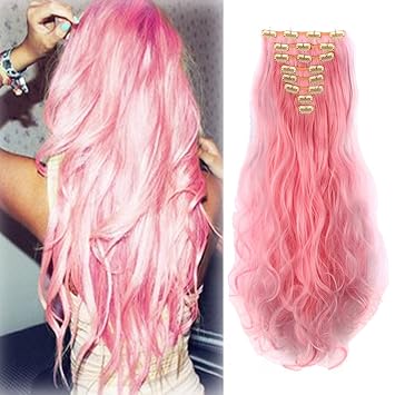 Amazon Com Focussexy Colorful Straight And Curly Wave Clip In