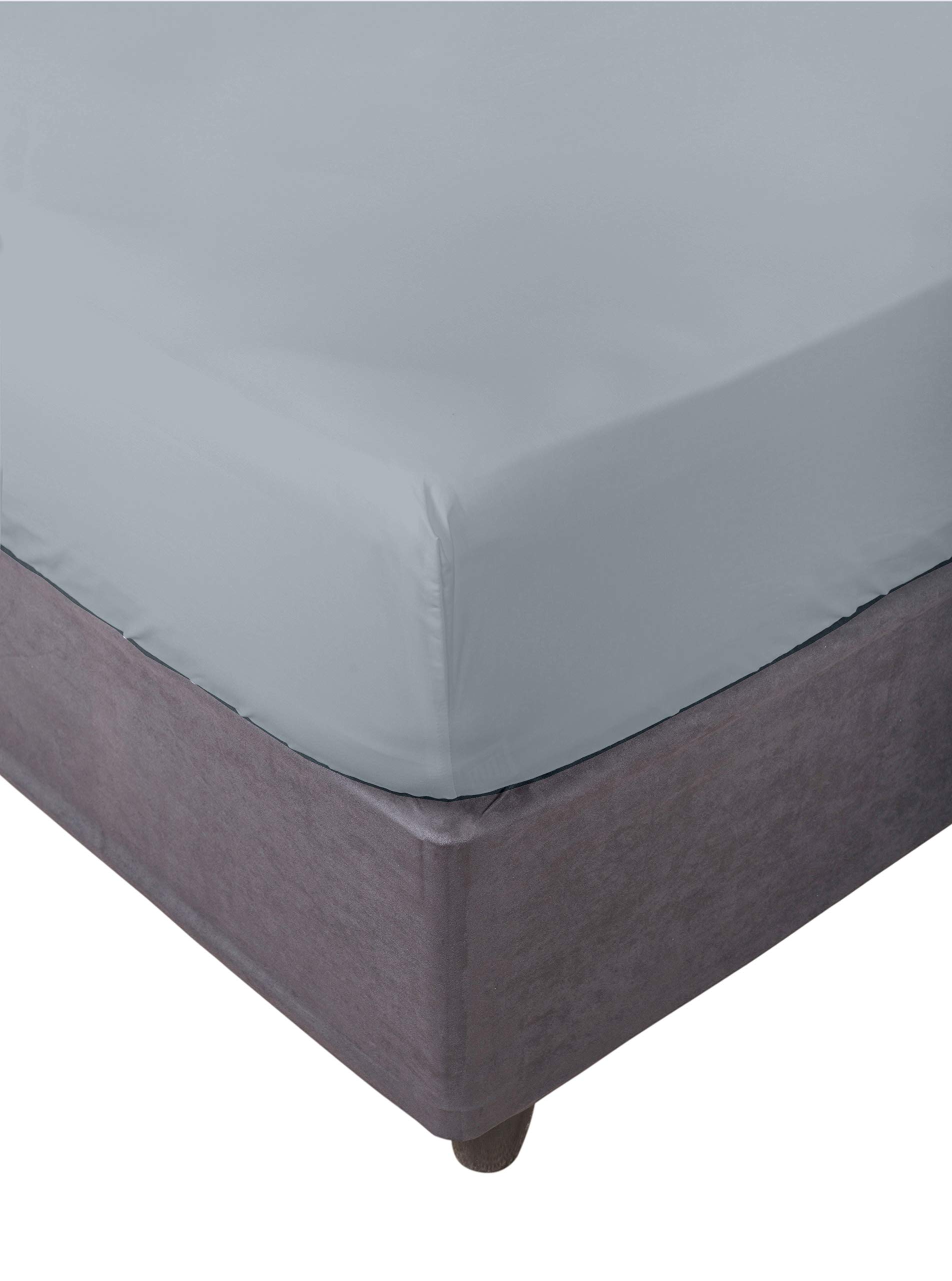 Miracle Home. Fitted Sheet, Elastic, Soft, Comfortable, Anti-Pilling. Cotton 50% 50% Polyester. Gray. 90 x 200 cm — image 1