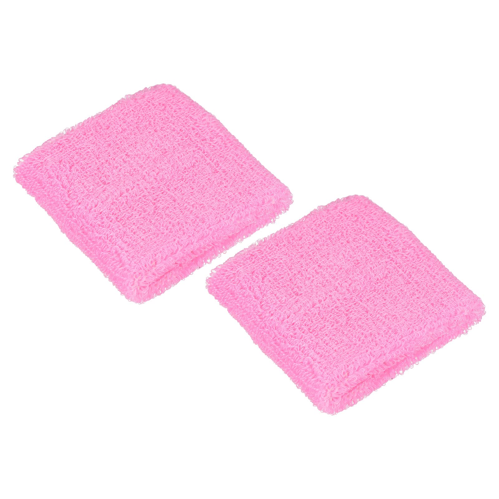 PATIKIL Sports Wristbands 8x8cm, 2 Pack Cotton Terry Cloth Absorbent Sweatband for Tennis Basketball Working Out Athletic Running, Pink