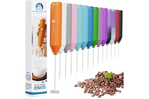 NEW ENGLAND STORIES Powerful Milk Frother Handheld Foam Maker, Mini Whisk Drink Mixer for Coffee, Cappuccino, Latte, Matcha, Hot Chocolate, No Stand, Coral