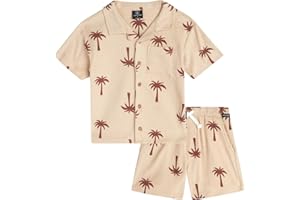 Volcom Toddler Boys' Terry Short Set - 2 Piece Short Sleeve French Terry Button Down Shirt and Matching Shorts (Sizes: 2T-7)
