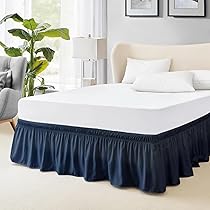 Cgk Linens Wrap Around Dust Ruffle Bed Skirt Navy Blue For