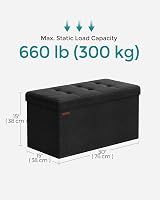 SONGMICS MAZIE Collection Storage Ottoman Bench 76 cm Ink Black LSF047B51 view 5
