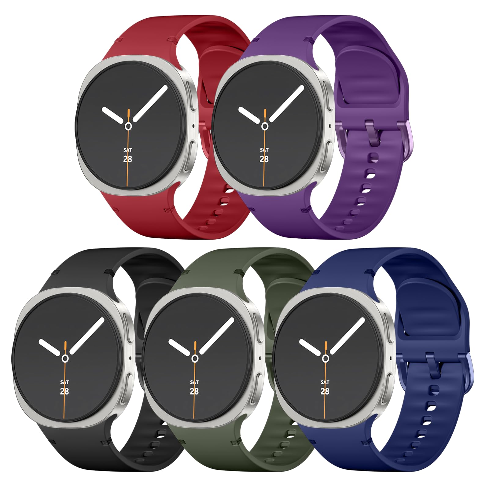 DGege 5 Pack Silicone Bands Compatible with Samsung Galaxy Watch 8 Band 40mm 44mm/Galaxy Watch 8 Classic 46mm (2025), No Gap Soft Waterproof Sport Daily Replacement Strap Women Men