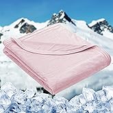 HOMFINE Cooling Blankets for Hot Sleepers - Summer Blanket Thin Lightweight Breathable Soft Double Side Enhanced Cooling for Bed Couch Sofa, Keep Cool for Night Sweats (Pink, 108 x 90 inches)