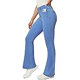 Heathyoga Stretchy Bell Bottom Jeans for Women Trendy Pull On Bootcut Flare Jean Leggings Jeggings for Women with Pockets