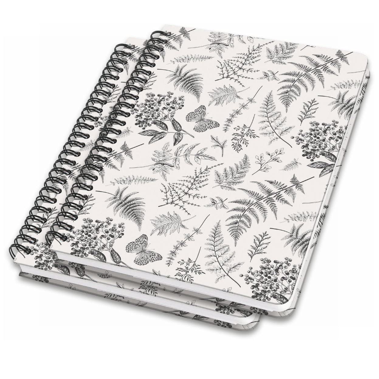 SIGEL JN604 Spiral notebook basic, A5, dotted, hardover, floral pattern, Black/Beige, 2 Pieces - Jolie