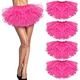 4 Pieces Halloween Women's Tutu Skirts 80s 5 Layered Tulle Tutu Skirt Vintage Tutu for Adult Women Teens Cosplay Party