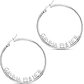 Sorority Shop Gamma Phi Beta- Hoop Silver-Plated Dainty Earrings for Women -Gamma Phi Beta Jewelry with Ideal 2" Diameter Hoops - Gamma Phi Beta Sigma Gifts